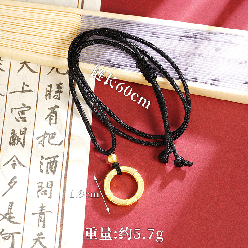 Antiguo collar de oro de arena vietnamita, accesorios de pulsera de anillo de bendición de lujo ligero, joyería de alta gama de nicho retro femenino