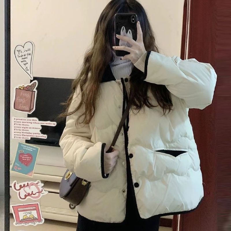 College Style Cotton Jacket for Women Winter 2025 New High-End Korean Style Contrasting Color Cotton Jacket for Women