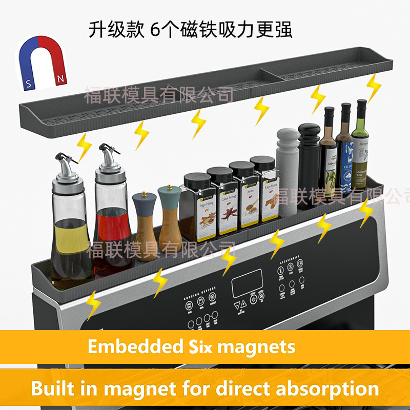 Estufa transfronteriza superior Spice Rack de almacenamiento de cocina Rack de almacenamiento de horno de silicona Rack de almacenamiento de succión magnética Rack Spice Rack
