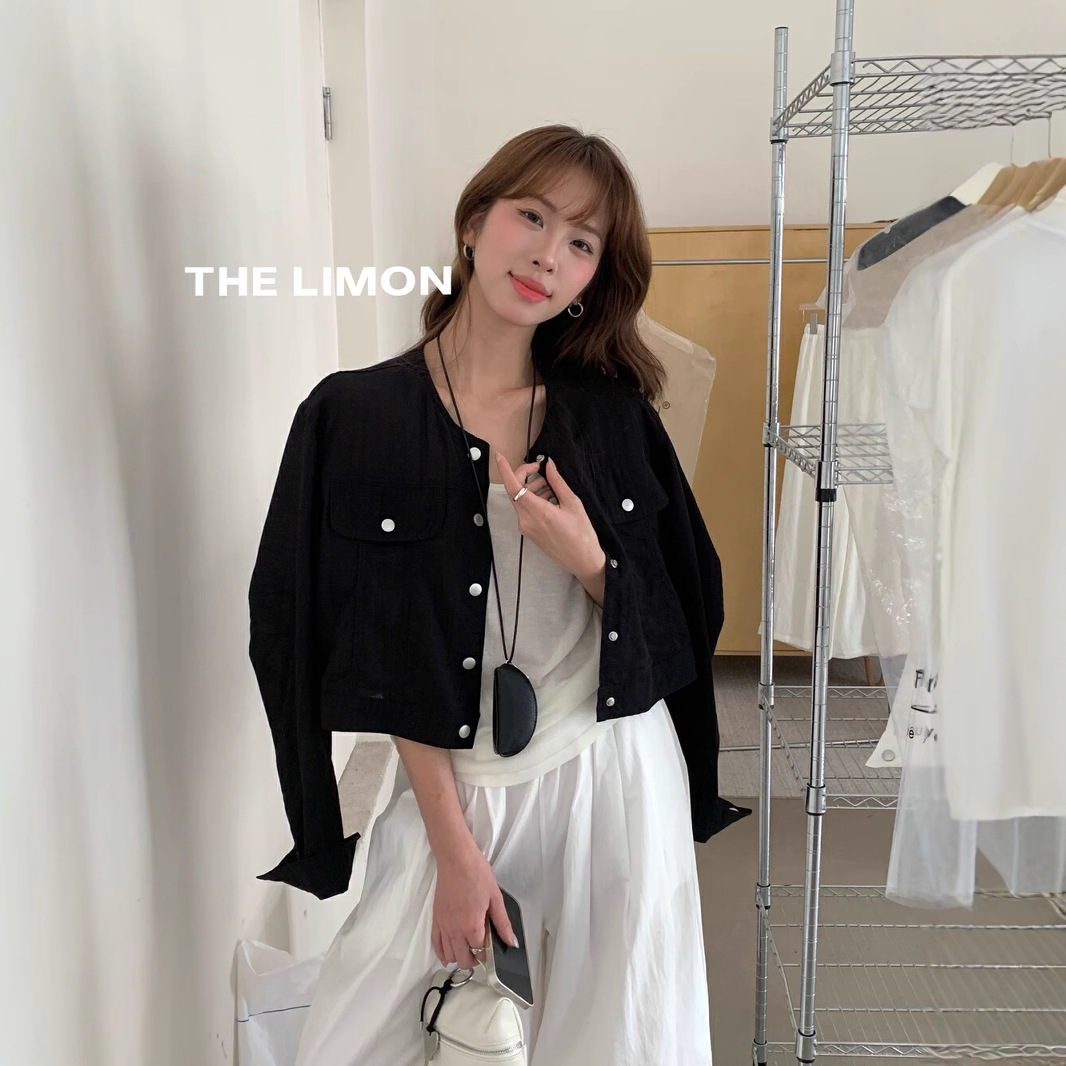 THE LIMON Lemon Green Tea Korean Commuter Ligero y transpirable Acetato Tensi Sunscreen Camisa Abrigo corto para mujer Verano