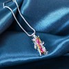Haojie TEMU cross -border new dazzling colorful stone square necklace creative fashion personality neutral air sweater chain