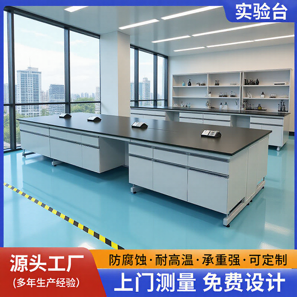 Fujian factory direct supply all-steel test bench chemical board side table factory school test console steel wood test bench