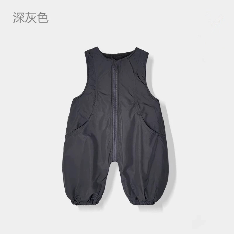 Monos sin mangas de nuevo estilo con cremallera de tres pruebas moda casual primavera y otoño de doble capa de una pieza pantalones para niños y niñas