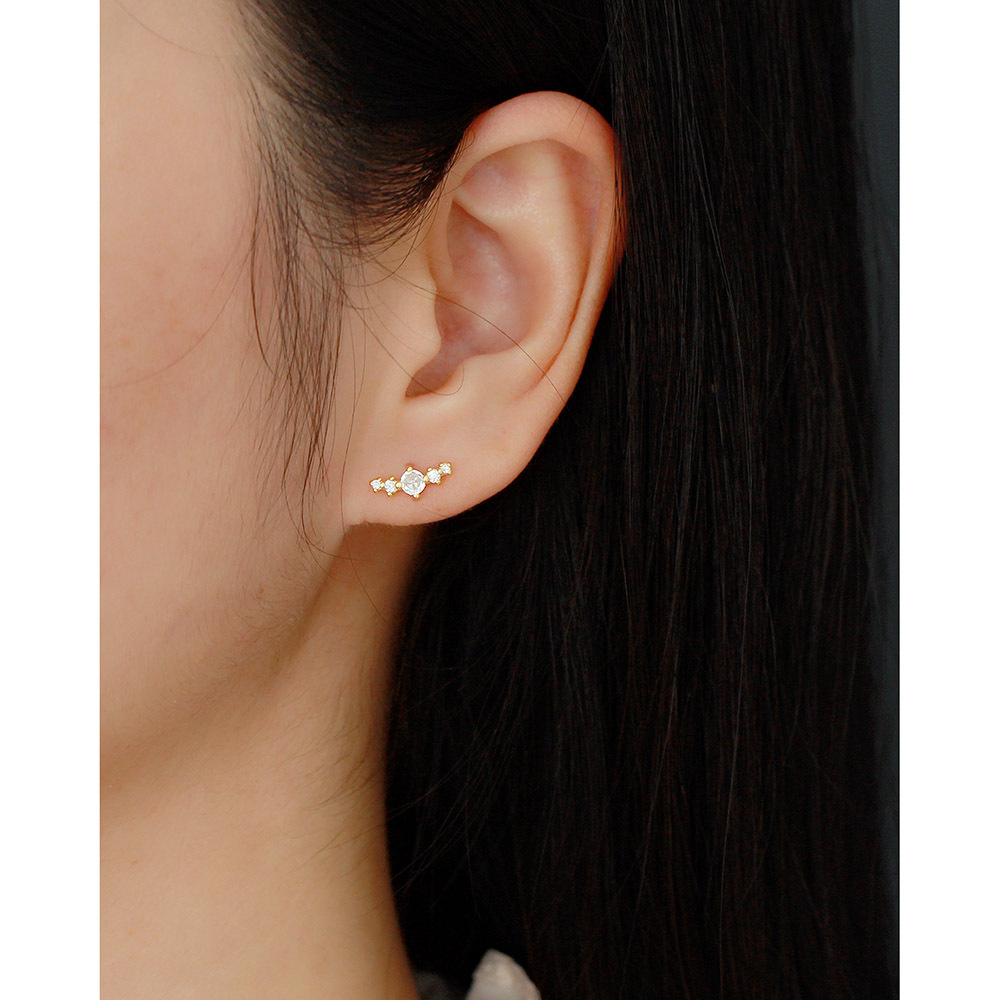 3g Weight 0.03µm Gold Plating Thickness Electroplating Gold Plating Process 925 Sterling Silver Ear Needle Material 1 Pair 925 Sterling Silver Round Zircon Electroplating 18K Real Gold Plated Platinum Plated Earrings Ear Studs