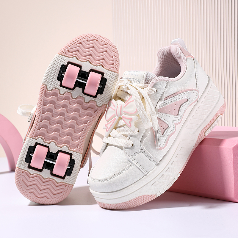 Children's Heelys Shoes for Girls, Detachable Four-Wheel Primary School Students' Transforming Skates, Middle-Aged and Older Children's Invisible Roller Skates