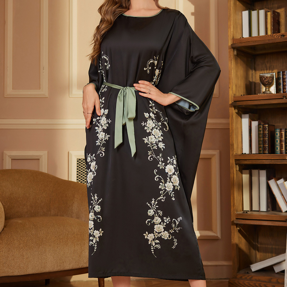 Amazon nuevo pijama largo de primavera y otoño vestido de mangas largas de mujer pijama de alta sensación de satén bañera DP3398