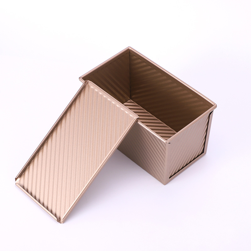Molde Rectangular Ondulado para Pan de Molde con Tapa 450g, Acero al Carbono, Antiadherente, para Horno