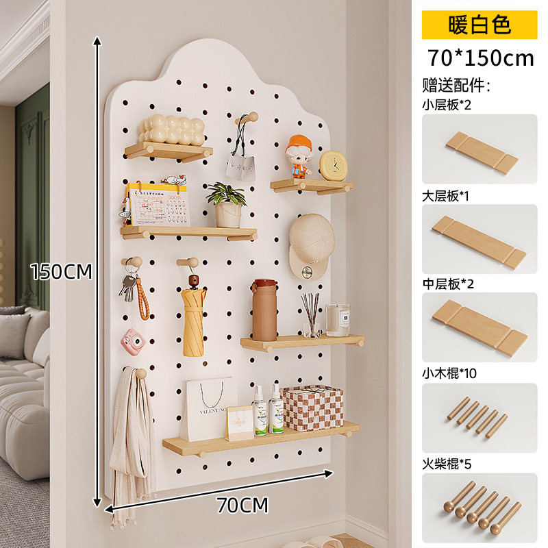 Tablero de agujero de madera maciza, estante de pared, entrada, forma de nogal, decoración de pared, pantalla de almacenamiento