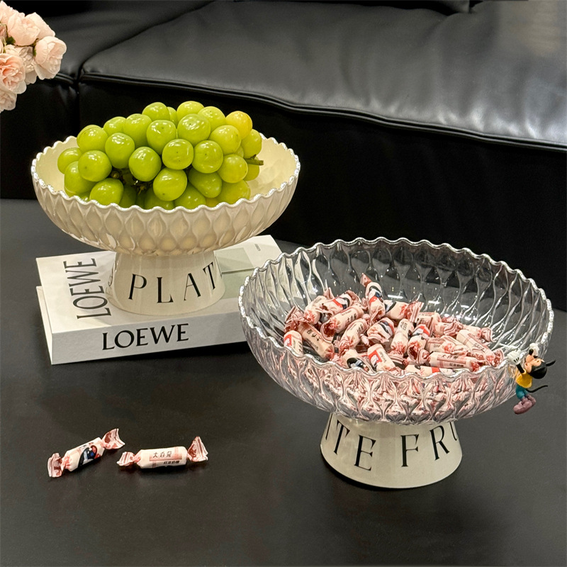 Plato de frutas de viento de crema mesa de té sala de estar cestas de frutas de alto valor de cara dulces de bocadillos plato de frutas de gran capacidad