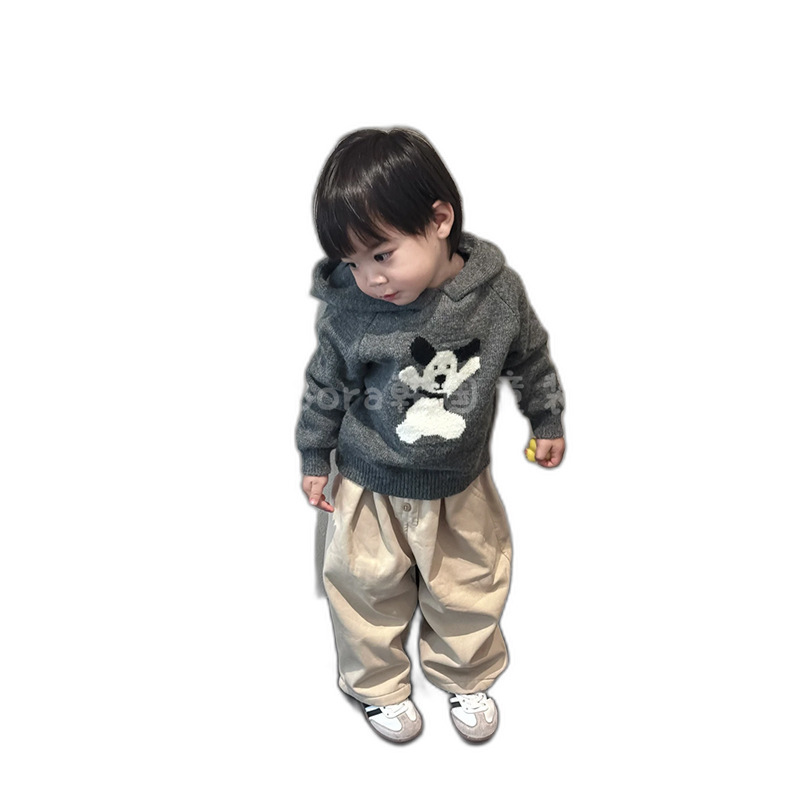 男童毛衣儿童春秋装2025新款洋气连帽打底衫女宝宝加厚保暖针织衫|undefined