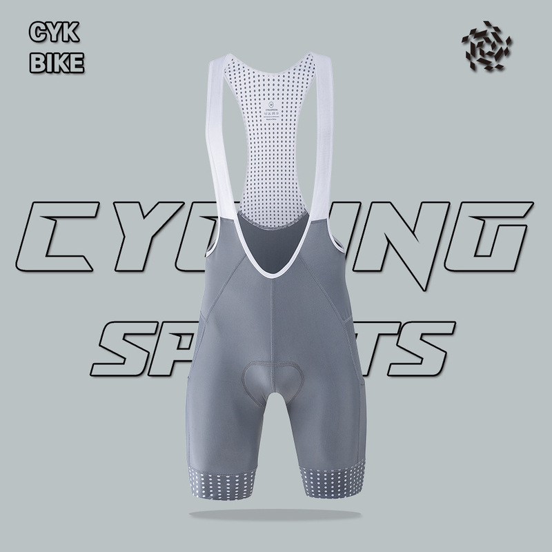 CYKBIKE Men's Double Pocket Bib Shorts Summer Quick-Dry Breathable Road Bike Shock-Absorbing Padded Cycling Pants
