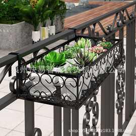 阳台花架悬挂式多肉绿萝盆栽架铁艺方形壁挂花盆架户外栏杆花架子