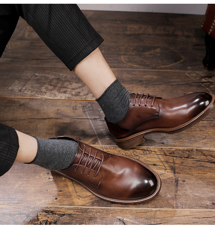 Scarpe in pelle retrò lavate semplici scarpe casual marroni cancella il colore per rendere vecchie scarpe da giovane scarpe singole_voghion.com