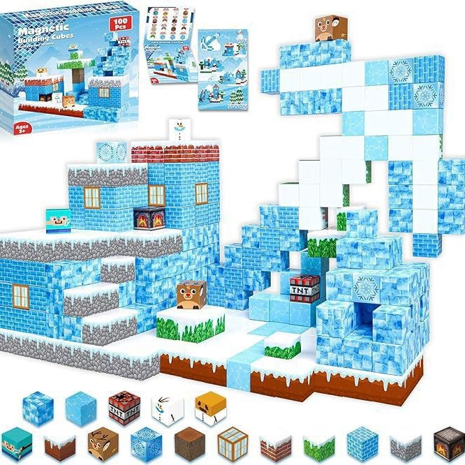 manufacturer cross-border hot magnetic block building blocks educational assembled toys ice and snow world children‘s gifts boys and girls