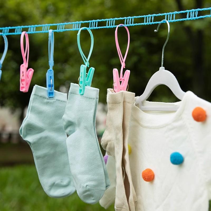 Thickened clothesline indoor and outdoor quilt drying artifact without hole punching and windproof clothes drying rope