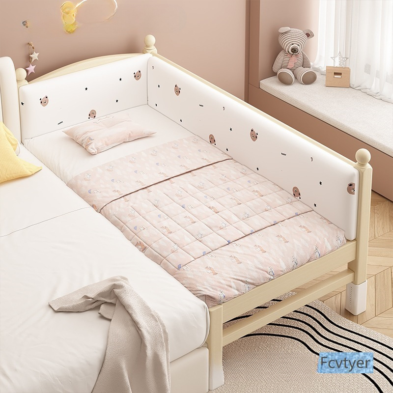 Lai'Ao Small Bed Home Solid Wood Crib Bed Height Children's Bed Splicing Bed Splicing Large Adjustable Guardrail Bed Plus