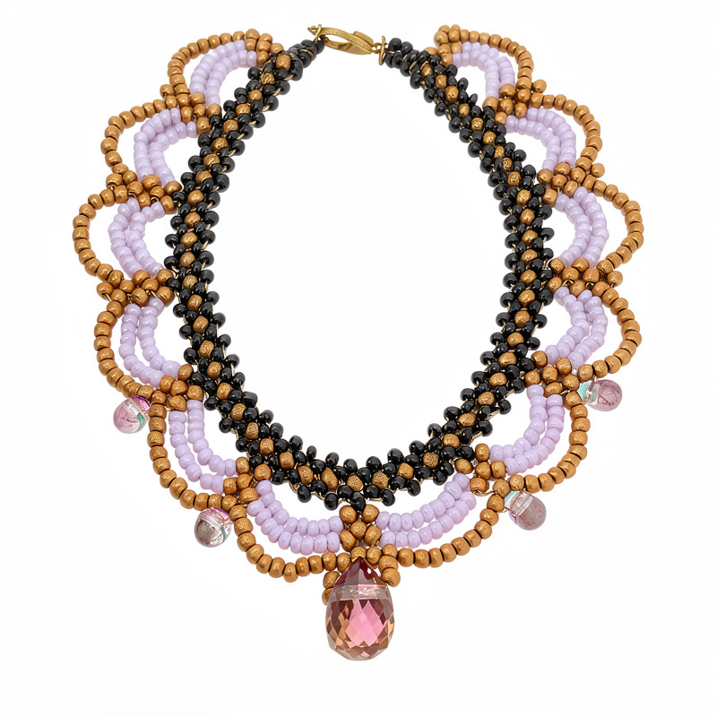 Pulseras de encaje de cuentas de vidrio retro francesa lujo ligero nicho pulseras de alta sensación temperamento de moda joyas al por mayor