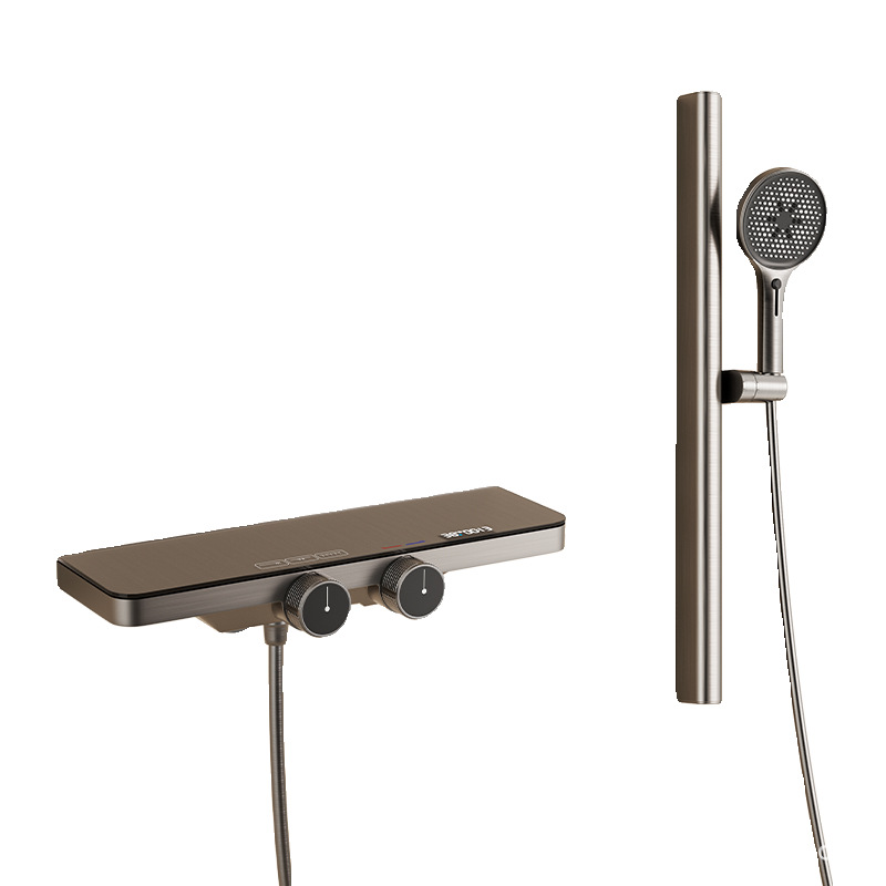 Gisto gris simple conjunto de ducha de ducha doméstica sin techo de ducha de ducha de temperatura constante pantalla digital baño de presión de ducha de ducha de lluvia