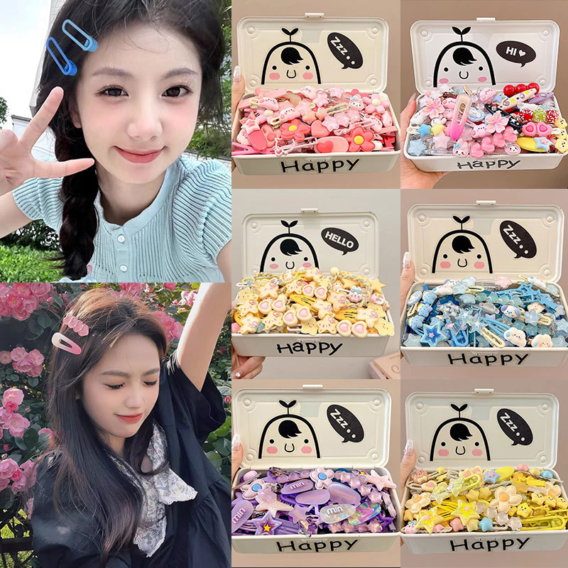 Horquilla de color dopamina, flequillo lateral femenino, horquilla, niña, linda, todo fósforo, pinza de pico de pato, joyería al por mayor