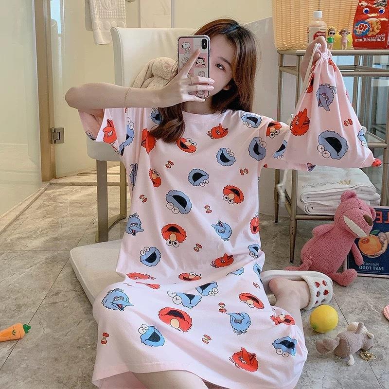 2024 nuevo camisón de verano de las mujeres más tamaño de manga corta de dibujos animados linda chica leche cruda Hu pijamas verano image 9