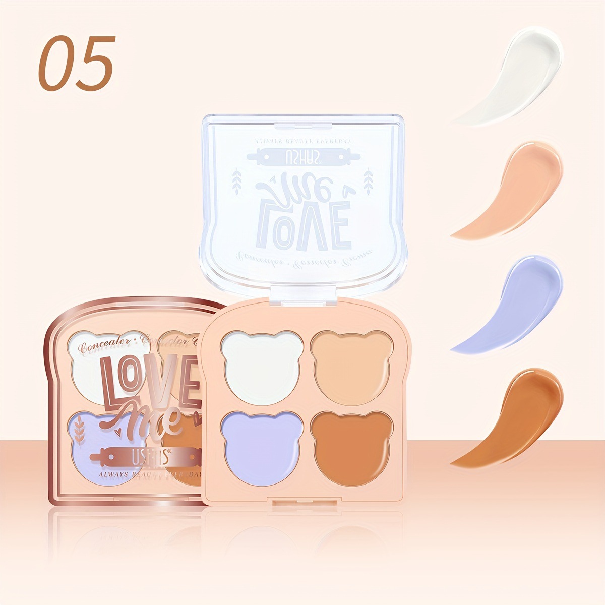 USHAS punto transfronterizo venta caliente concelador de cuatro colores resaltado brillo facial refrescante maquillaje ES4171A + B