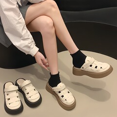 厚底拖鞋女外穿2024年夏季新款時尚百搭松糕金屬套趾沙灘增高涼拖