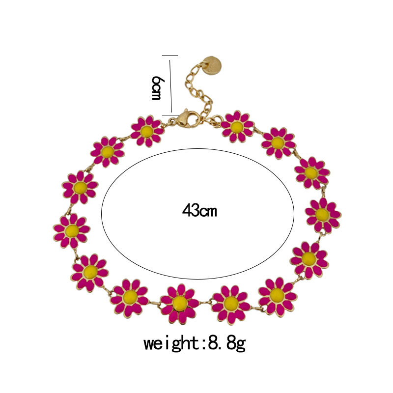 1 Juego Dulce Flor Acero Inoxidable Esmalte Mujeres Pulsera Collar display picture 1