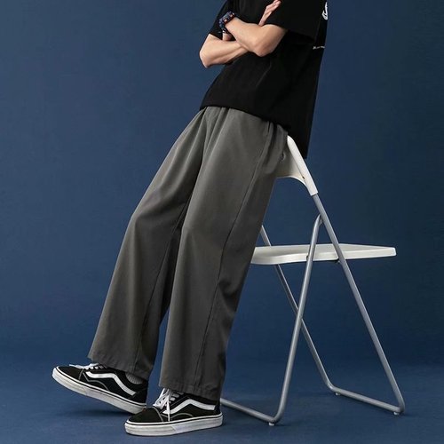 Japanese-style Ice Silk Pants for Men: Summer Thin Korean-Style Trendy Plus-Size Straight-Leg Casual Wearable Sports & Leisure Trousers