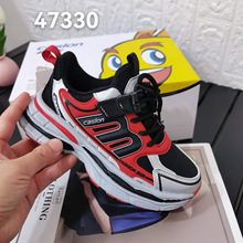 卡西龙童鞋皮面二棉跑步鞋2025冬季新款男童加绒休闲运动鞋47330