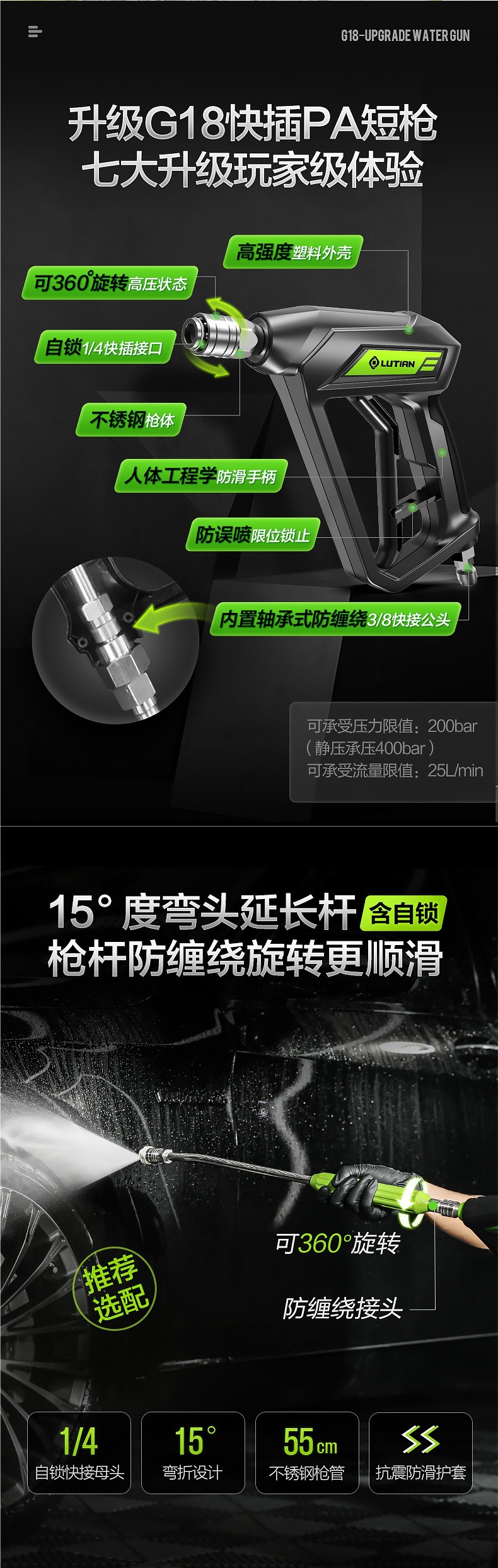 Greenfield Commercial Car Washing Machine Titan High-Power Ultra-High Pressure Cleaning Machine Water Gun Car Washing Water Pump Household 220V Artifact