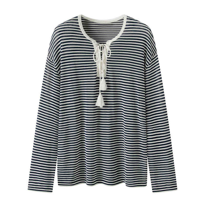 In Stock 2026 Summer New Lightweight Tassel Tie Half-Open Loose Knit Sweater Mbf2Swt039 In Stock 2026 Summer New Lightweight Tassel Tie Half-Open Loose Knit Sweater Mbf2Swt039