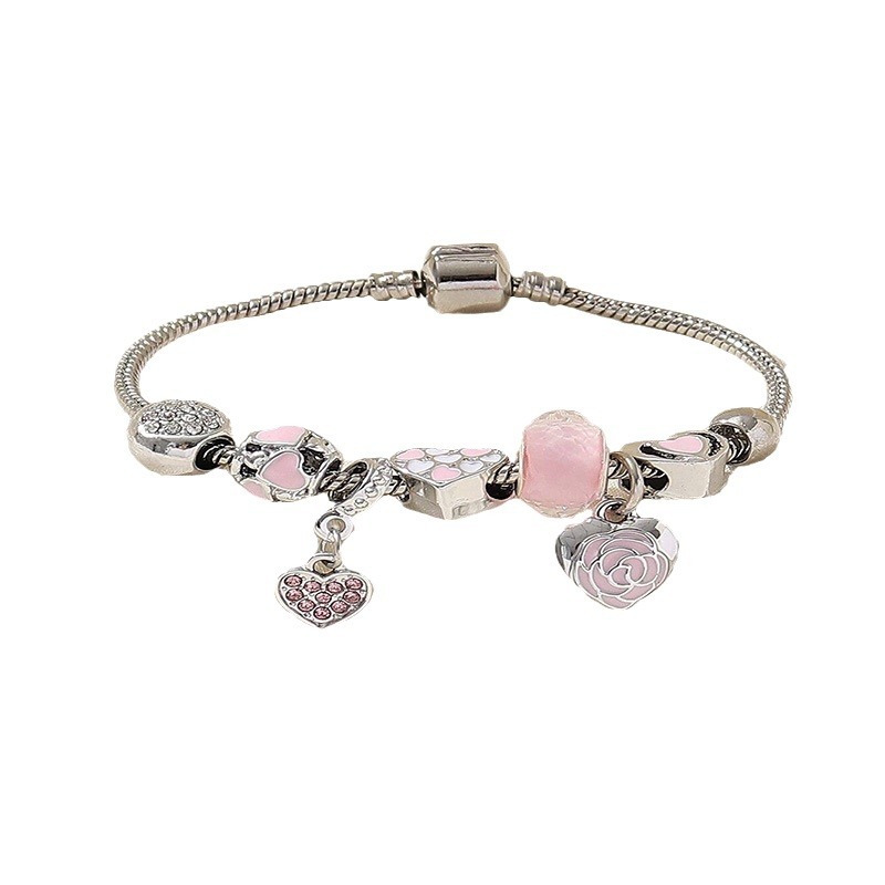 Panjia pulsera Dora DIY cuentas explosivas transfronterizas amor accesorios de goteo de aleación colgante de diamante adhesivo pulsera de cadena de cobre image 6