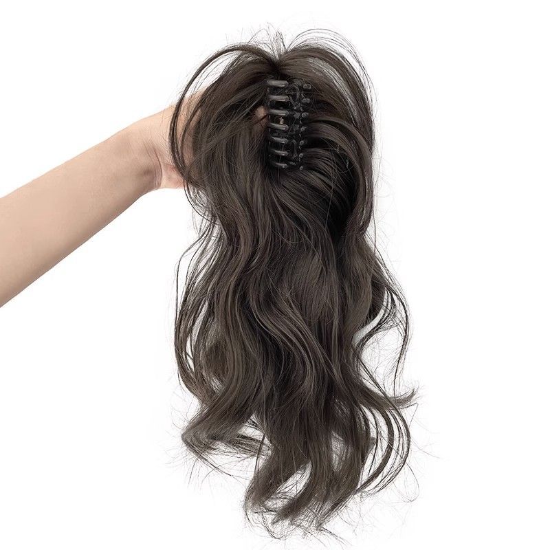 Cola de caballo de las mujeres de pelo largo luz no caída agarre alta Cola de Caballo pelo artificial natural largo rizado pelo medio atado cascada cola de caballo