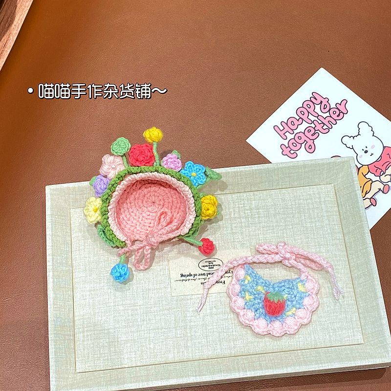 Handmade Yarn Crochet Hairpin Flower Puppy Peanut Bear Headgear Clothes Lina Bell Doll Plush Replacement Finished Product
