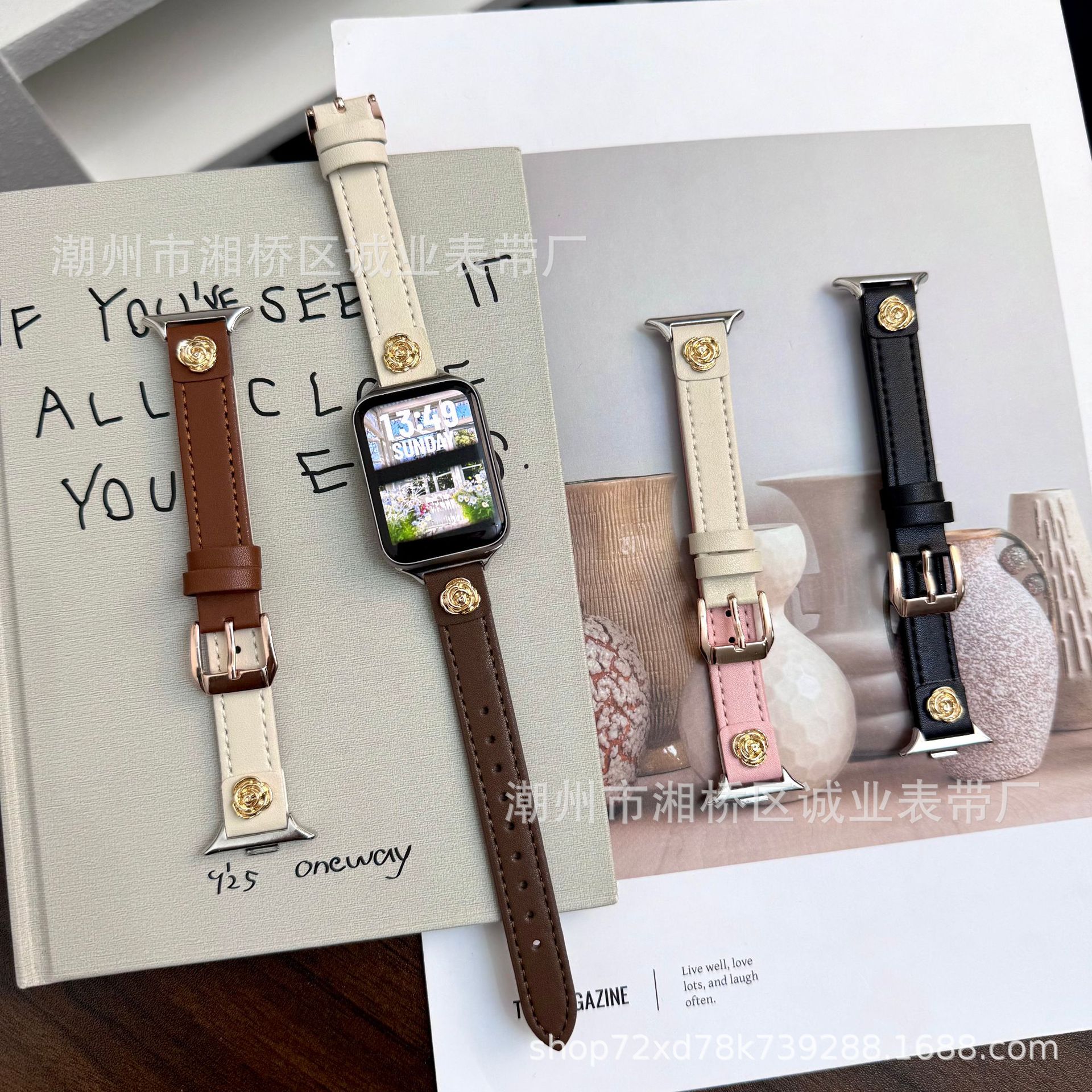 Suitable for Redmi Watch5/4 Watch Strap Redmi Small Fragrant Camellia Leather Women's Xiaomi 89Pro Strap