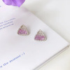 Summer quality crystal earings, square small design earrings, light luxury style, gradient