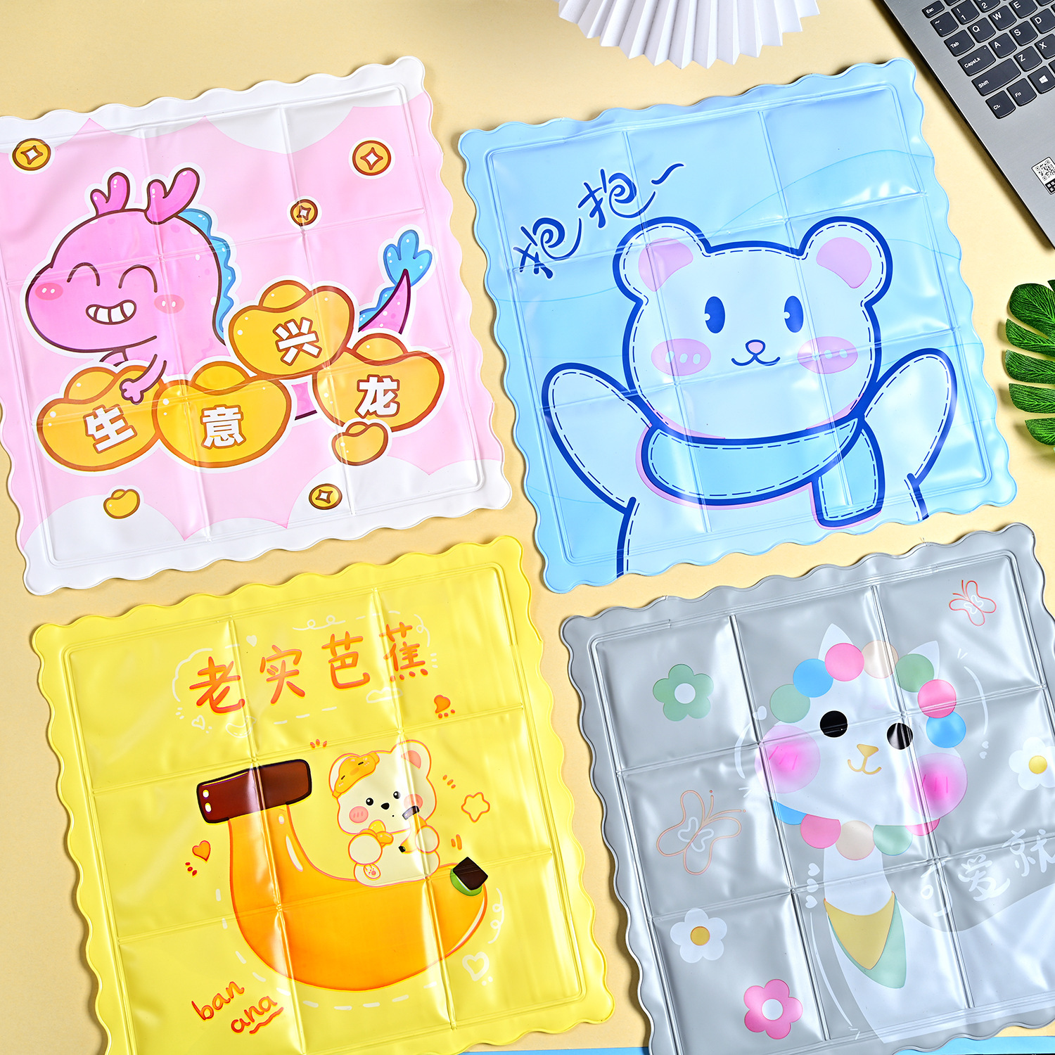 New Ice Pads for Summer, Cooling Products for Students, Ice Crystal Car Cartoon Gel Seat Cushions, Pvc Ice Seat Cushions Wholesale