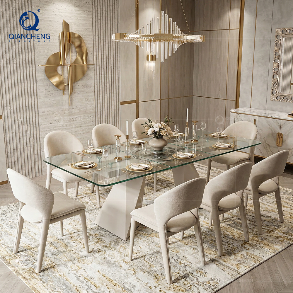 Mesa de Comedor Extensible Automática de Vidrio Templado, Eléctrica, para Restaurante