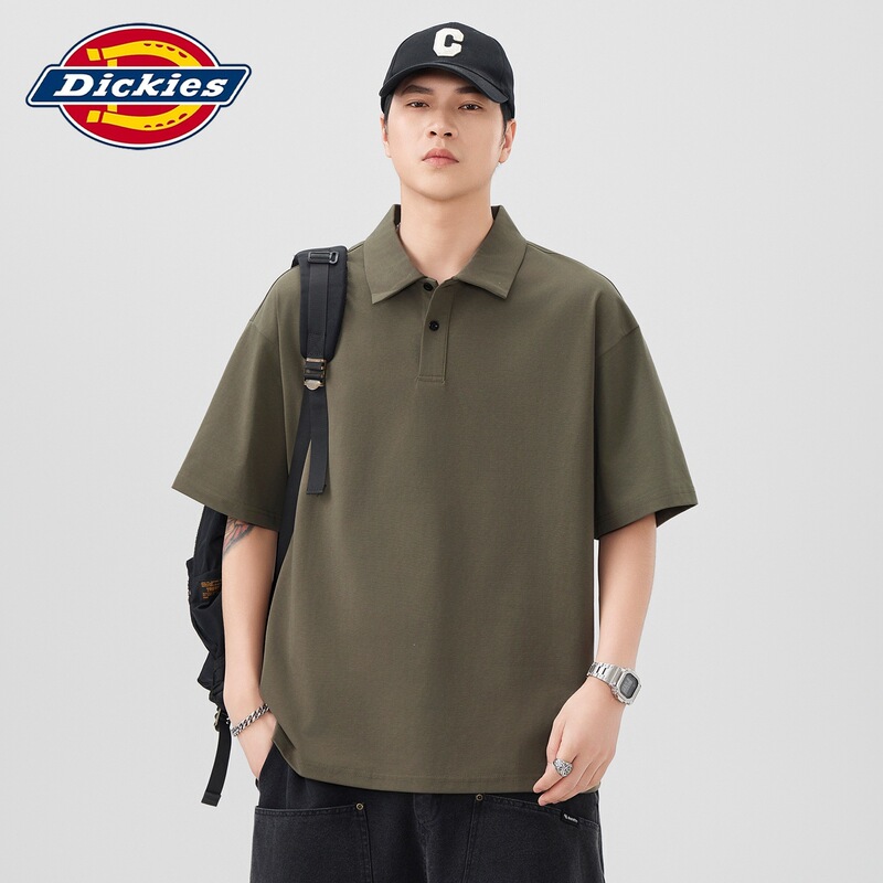 Dickies Special Edition Summer 260g Heavyweight Solid Color Polo Shirt Men's Loose Short-Sleeved T-Shirt Versatile for Couples