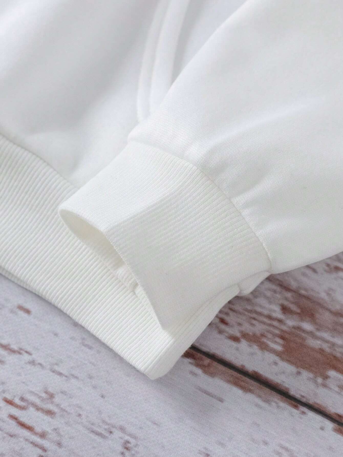 Women's Fleece Sweatshirt Solid Color Letter Kangaroo Pocket Drawstring Print Hoodie Wholesale_voghion.com