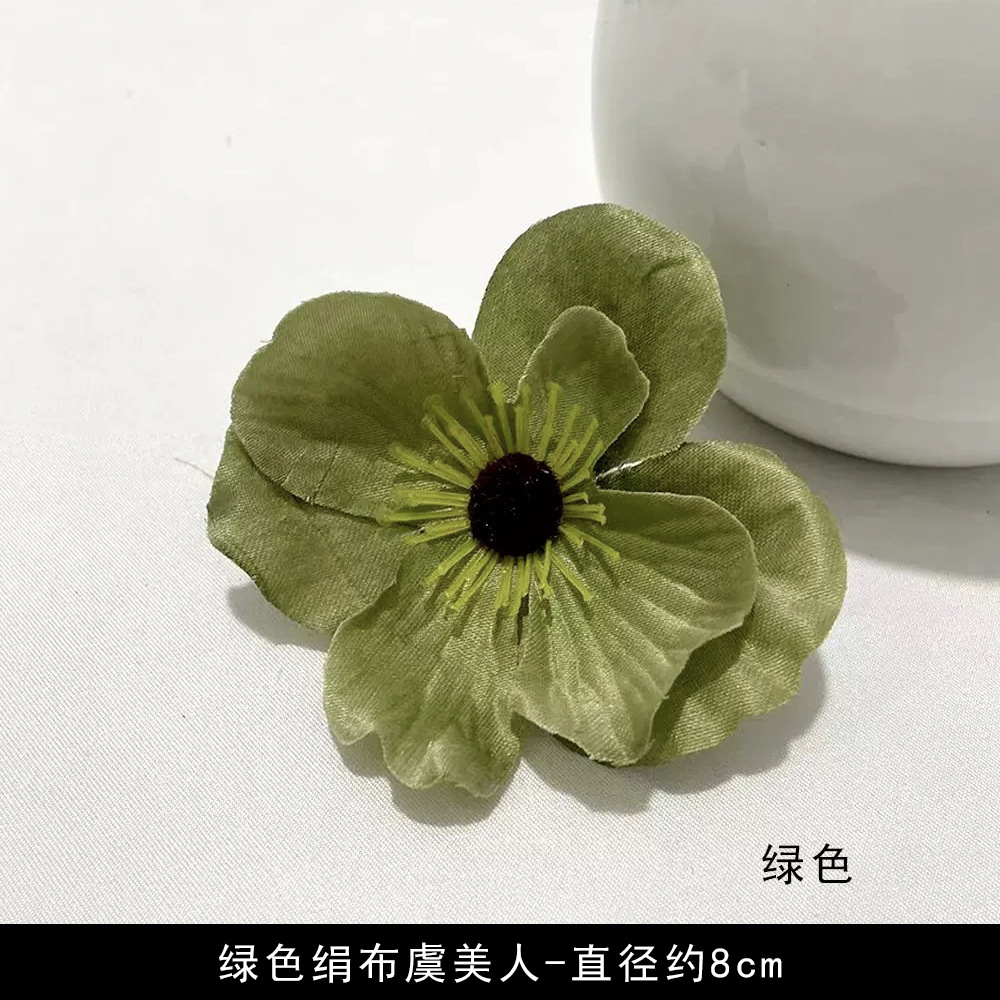 Simulación verde flor al por mayor flor falsa hecha a mano material pinza de flores accesorios de tocado de flor pequeña decoración del salón de bodas