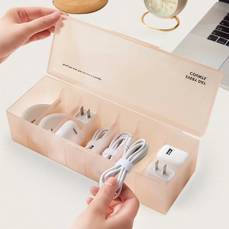 Data Cable Storage Box Mobile Phone Charger Headset Separating and Sorting Large Capacity Desktop Drawer Bedside Home Dormitory