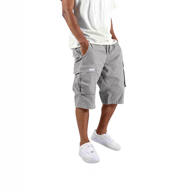 2026 Cross-Border Summer Shorts Multi-Pocket Workwear Men's Casual Solid Color Work Pants Woven Shorts White Leather Label 2026 Cross-Border Summer Shorts Multi-Pocket Workwear Men's Casual Solid Color Work Pants Woven Shorts White Leather Label