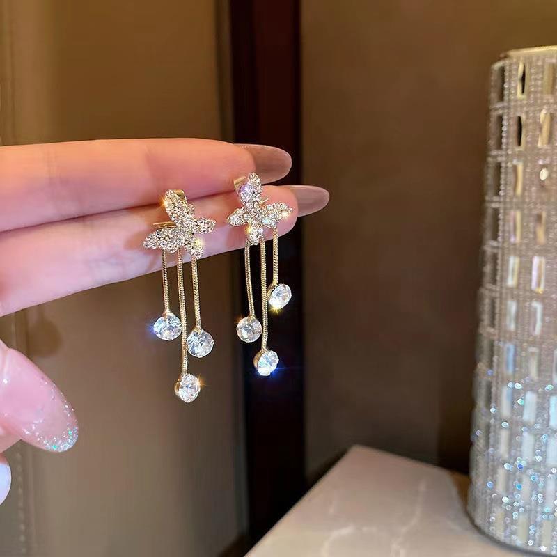 Earrings Event & Party Supplies Sweet Butterfly Alloy Inlay Rhinestones Women's Drop Earrings 1 Pair
