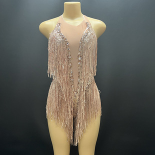 2024 New Shiny Tassel Latin Dance Dress Fleshy Tight Slim Elegant Sexy Short Pants