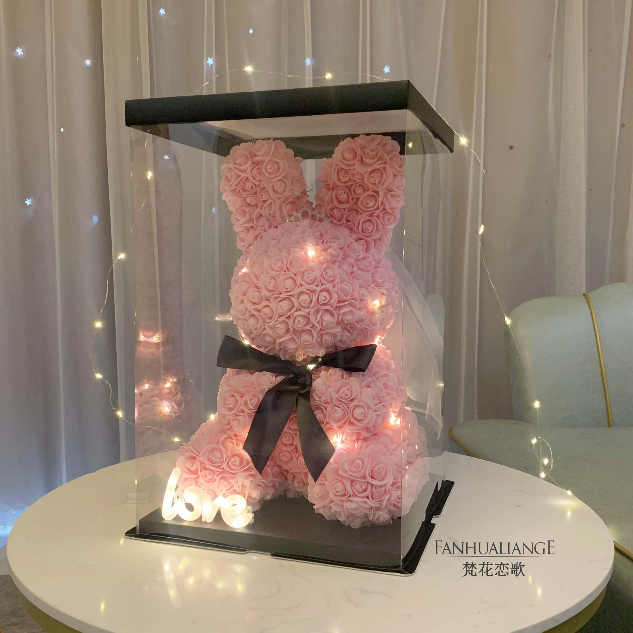 Unicornio flor inmortal rosa ramo caja de regalo de regalo para el día de San Valentín para la novia esposa y amiga