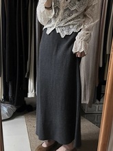 深灰色加厚羊毛针织半身裙女秋冬新款小个子高腰显瘦中长款直筒裙