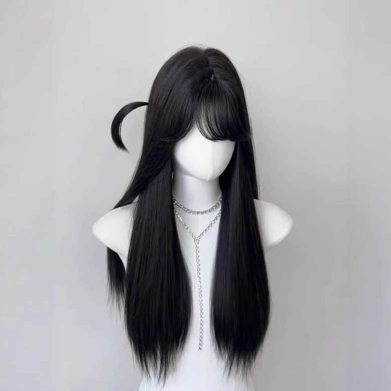 コニウィッグ【水原千鶴】マンガ風の小さめ前髪と黒髪ロングストレートの普段使いの女性用ノーストッキングウィッグ
