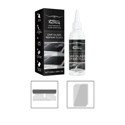 Rayhong Car Glass Repair Glue Glass Nano Repair Liquid Quick Repair Crack Glass Care Glue (Auto glass repair liquid) - 50mlblade-1pcscuring-film-5pcs