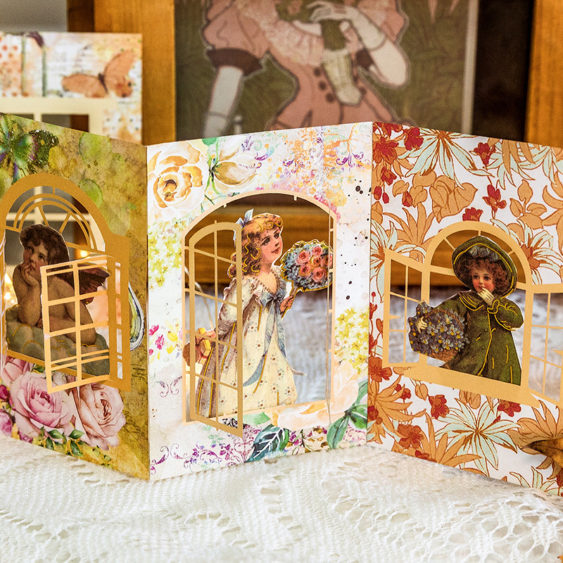 Momo Material Paper Dreamy Flower Window Series Hollow Flower Window Handnote Decoration Material 10 Sheets In 6 Choices